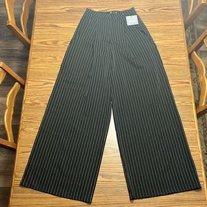 Missguided Black & White Pinstripe Wide Leg Trousers/ Pants